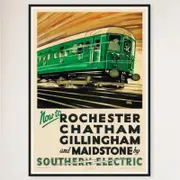 Galrie Southern Railway Vintage Poster of Rochester, Chatham, Gillingham and Maidstone, Black Frame, A4 21 x 30cm (8 x 12inch)