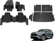 OAD4X4 Floor Liners & 3-pcs Boot Liner Set Compatible with Toyota Kluger 2021-Onwards, Custom-Fit TPE All-Weather Car Floor Mats with Door Sill Coverage