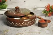 Handicraft Sheesham Wooden Masala Box Cum Kitchen Spice Box