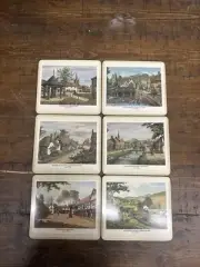 Set of 6 Pimpernel English Villages Cork Back TABLE PLACEMATS 12" x 9" in box