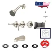 Elite Collection Three-Handle Tub/Shower Set - Tarnish Resistant Brushed Nickel