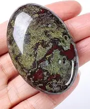 Jovivi Dragon Bloodstone Palm Stones Crystal, 2.4" Large Polished Healing Oval Pocket Worry Stone for Anxiety Stress Relief Therapy,Natural Chakra Reiki Energy Stone