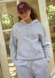 [Lorna Jane] Sports Club Fleece Hoodie in Grey, Size - Large L Grey Marl