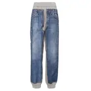 [pushBUTTON] Gray Denim Printed Sweatpants