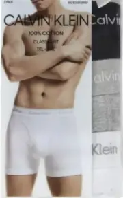3 GENUINE CALVIN KLEIN BIG 2XL TO 5XL BLACK GRAY WHITE 100% COTTON BOXER BRIEFS