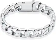 KETIME 7.3 Inches 316L Stainless Steel Motorcycle Chain Bracelet Engravable Cremation Urn Bangle Bracelet for Ashes for Men Keepsake