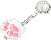 [TEMPNAP] 1 Set Pocket Watch Fob Chain Clinic Watch Hanging Medical Watch Second Brooch Lapel Watch Cartoon Brooch Watch Watches Nurse Lapel Pin Watch Cute Paws Doctor Chest Watch Alloy Pink