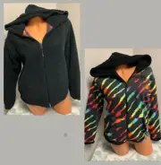 Victorias Secret PINK Reversible Zip Up Hoodie Jacket Sweatshirt sz XS