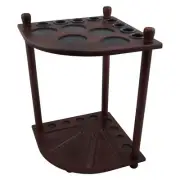 Pool Snooker Billiard Table Corner Cue Stand Rack Drink Ball Holder Mahogany