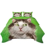 Art Painted Mysterious Green Eyes Cat Coverlet