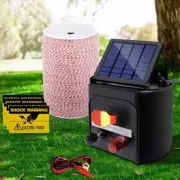 5KM Solar Electric Fence Energiser Set 2000M Poly Fencing Wire Tape Farm Kit