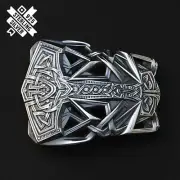 Belt buckle Thor's Hammer, Mjolnir buckle, solid 925 Sterling Silver belt buckle