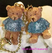 TEDDY BEAR CHRISTMAS HOLIDAY SWEATER LIGHT BLUE CEILING FAN SWITCH PULLS PAIR