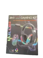 New In Box 3in1 LED LVLUP Gaming Kit, Mouse, Headset With Adapter, And Mouspad