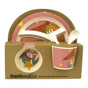 BambooZoo Dinner Set 5 Piece Eco-Friendly Kids Rabbit, Eleganter J015-2
