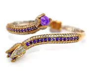 Ottoman Empire Style 8CT Amethyst & Topaz 925 Sterling Silver Bracelet Jewelry