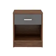 Tammy Open Shelf Nightstand Bedside Side Table W/ 1-Drawer - Columbia/Dark Grey
