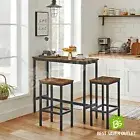 3PCS Dining Table Set Metal High Bar Table Stool Set Kitchen Cafe Pub Vintage