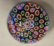 M Design Art Glass Rainbow Ex Large Size Millefiori Paperweight Blue XL 4 inch