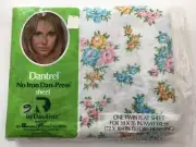 Dan River Dantrel Vintage Twin Size Bed Flat Sheet Multicolored Flowers No Iron