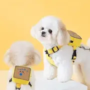 Dog Harness Backpack Cute Dog Vest Harness and Leash Set Plaid Soft Mesh Dog Harness with Adjustable Travel Food Back Pack Carrier Bags for Puppy Small Tiny Medium Dogs or Cats (Yellow, Small)