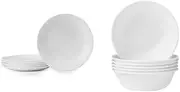 [CORELLE] White Frost White Livingware Lunch Plate Set (6-Piece Set) + Livingware Soup Bowl (6-piece set)
