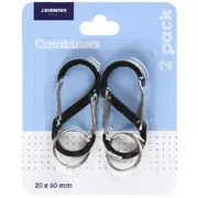 J.Burrows Carabiner Small 2 Pack Black