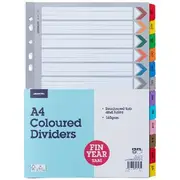 J.Burrows A4 Financial Year Tab Dividers Paper 12 Pack