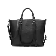 Women Tote Bag Large Capacity Handbag Shoulder Bag Adjustable Strap - Black