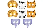 Unique Animal Safari Party Paper Masks One Size 8 Pcs