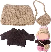 17cm Clothes for LABUBU (NO Doll), Handmade Clothing Designed for Labubu Doll，Cute Doll Clothes, Sweater(Brown)