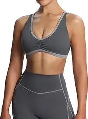 [Aoxjox] Women's Workout Sports Bras Fitness Backless Padded Rory Ruched Bra Yoga Crop Tank Top