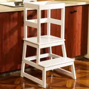 Kids Kitchen Step Stool with Safety Rail,Wooden Toddler Standing Tower for Ki...