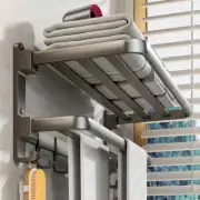 Towel Rack with Bar Holder Shelf Movable Hook RustProof Towel Storage Wall Mount