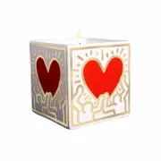 Keith Haring Red Heart Square Candle 9 oz - 40 Hours Burn Time - Sweet Scent
