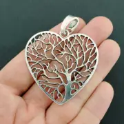 BULK 5 Tree of Life Pendant Charm Antique Silver Tone Heart - SC3081