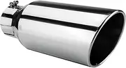 Car Silencers Universal Exhaust Tip 15 Inch Length 4 Inch Inlet 6 Inch Outlet Tailpipe Anti Corrosive Car Straight Exhaust Tail Pipe Exhaust Muffler(Silver)