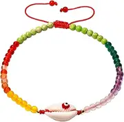 [XHUUU] Reiki 7 Chakra Anklet Boho Shell Evil Eye Jewelry Ankle Bracelets for Women Protection Energy Good Luck Yoga Meditation Foot Chain