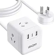 LENCENT Power Strip with USB, Cube Charging Station, Power Outlet Extender with 3 AC Outlets, 2 USB A and 1 Type-C Ports, 1.65M Extension Cord, Multiple Protection for Household Appliance