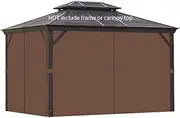 Homegroove Gazebo Curtains Outdoor Waterproof 10 * 10ft, Privacy Curtains 4-Panels, Gazebo Replacement Curtain with Zipper for Garden, Patio, Yard (Only Curtains) Brown