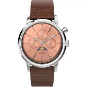 Mens Wristwatch TIMEX MARLIN MOON PHASE TW2W51100 Leather Brown Gold Rose