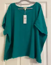 NWT $128Eileen Fisher Esmeralda Organic Cotton Lofty Gauze Box Top XL 1X
