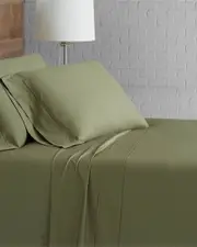 Brooklyn Loom Solid Cotton Percale Olive Green Sheet Set