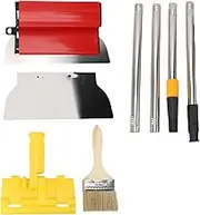 Drywall Skimming Blade Set, Stainless Steel Drywall Knife Set, Ergonomic Easy to Use Drywall Tools with Adjustable Length Extension Rod for Drywall Ceiling Wall Board Gyprock
