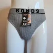 Bonds Ladies WU8HA EXK Heritage Grey Retro Rib Hi Gee G String Brief Size 14 New
