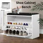 Artiss Shoe Cabinet Bench Shoes Storage Rack Organiser Draw White 15 Pair New