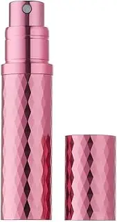 Aurdox Perfume Atomiser, Refillable & Travel Size Perfume Bottle with Bottom Pump, Leaking Proof, Luxurious Diamond Design, Mini Small Spray Bottles for Women and Men, 5ml (Rose Red)