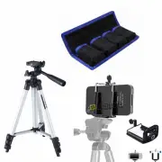 Photo Camera Camcorder Tripod Stand + Phone Clip Holder + Nylon Battery Pouch