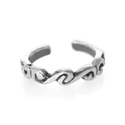 Waves Tropical Beach Design Toe Ring Genuine Sterling Silver 925 Size Adjustable