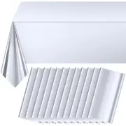 12Pack Silver Foil Plastic Tablecloth,Rectangular Shiny Table Cloth Metallic ...